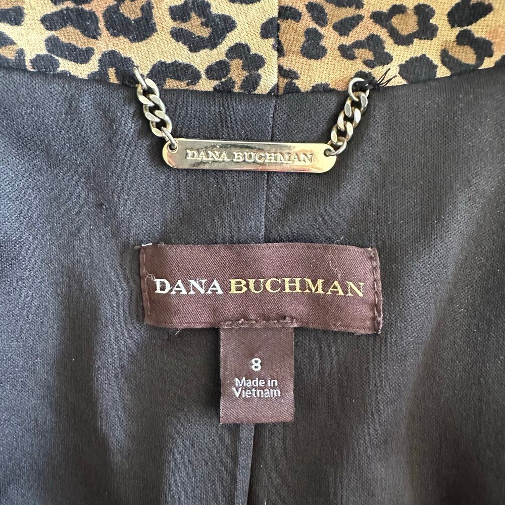 Dana Buchman Women’s Leopard Animal Print Blazer Open Front Zip Pocket | Size 8 - Picture 6 of 11